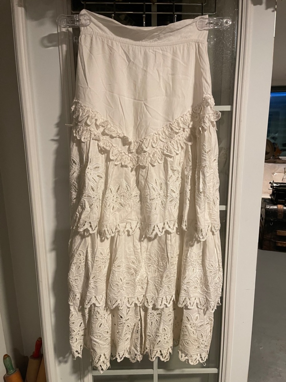 Double D Ranch Cream Tiered Battenberg Lace Maxi Skirt - Picture 3 of 12